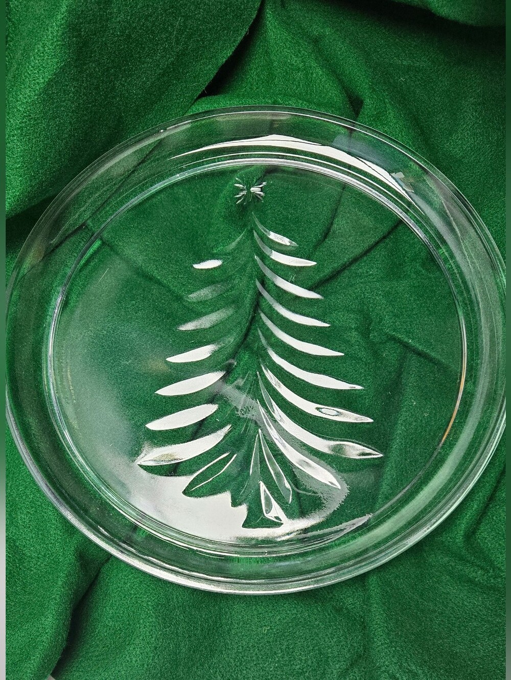 Indiana Glass Clear Serving Platter with Christmas Tree Motif